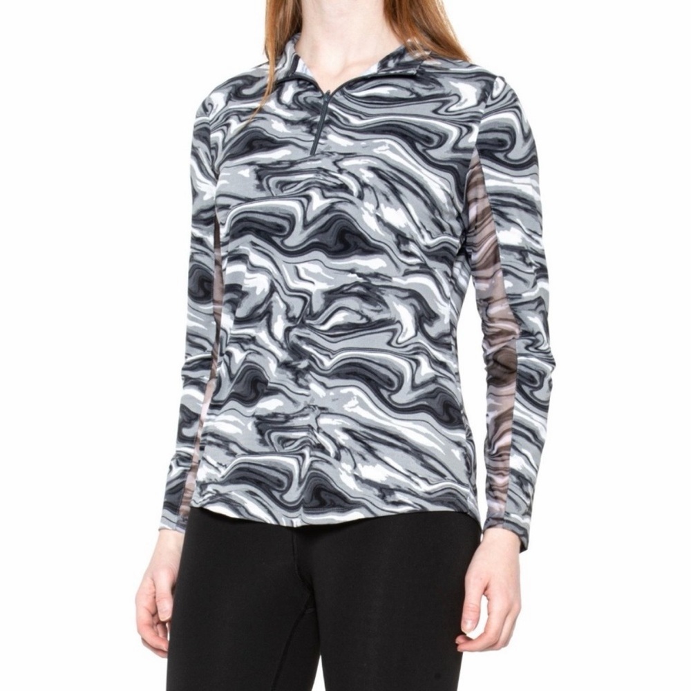 IBKUL Emma Activewear Top shirt Long sleeves UPF 50+ Devin Black Size Large